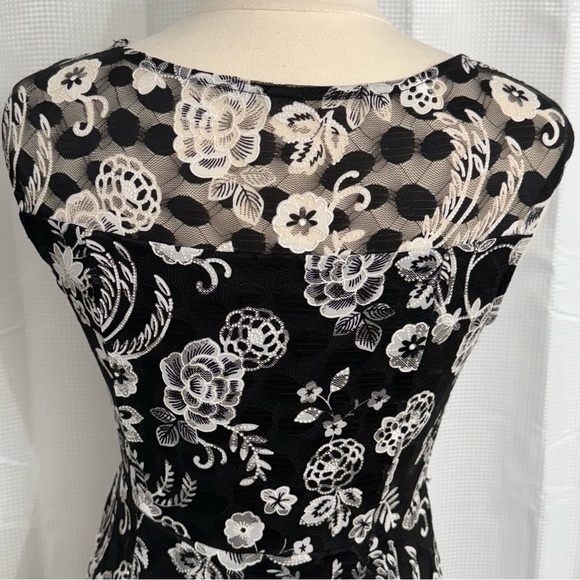 Cardalite Petite Women's Sleeveless Lace Black & White Floral Tank Dress Size PM - Picture 7 of 8